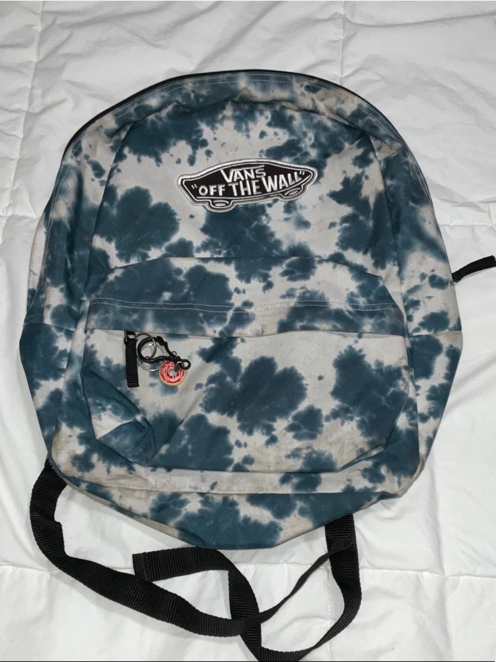 Vans Tie-Dye Backpack in Blue and White with Logo Patch